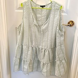 Seersucker ruffle blouse